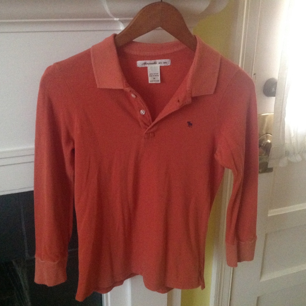 Vintage Abercrombie 3/4 Sleeves Polo Orange - Sz Medium